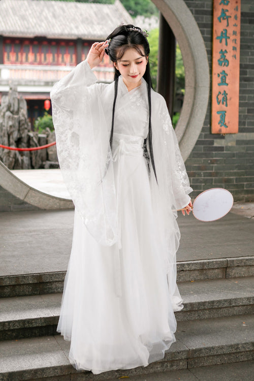 White Lady Chinese Style Fairy Sweet Hanfu Dress Full Set - Product - 2