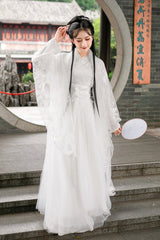 White Lady Chinese Style Fairy Sweet Hanfu Dress Full Set - Product - 2