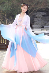 Multi-Color High Waisted Embroidery Women's Sweet Hanfu Dress - Product - 3
