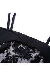 Black Folding Collar A-Shape Print Women's Punk Slip Dress - Product - 9
