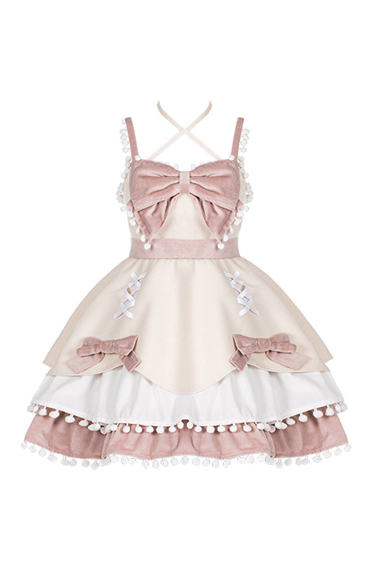 Multicolor Confession Function Series Bowknot Woolen Sweet Lolita JSK Dress 5 Colors - Pink - 12
