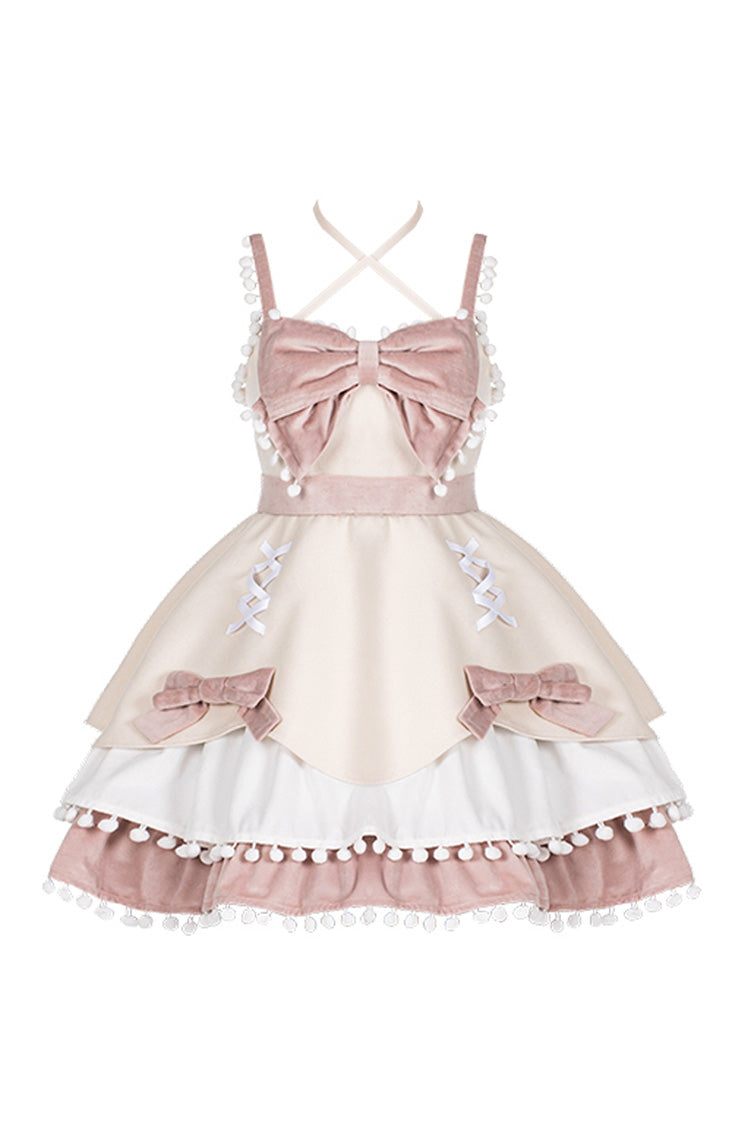 Multicolor Confession Function Series Bowknot Woolen Sweet Lolita JSK Dress 5 Colors - Pink - 12