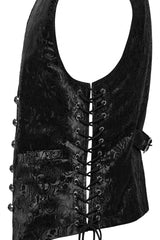 Black V Collar Jacquard Lace-Up Men's Gothic Vest - Product - 6