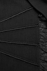 Black Hand-Stitched Button Pleated Long Puff Sleeves Ruffle Mens Gothic Blouse - Product - 6