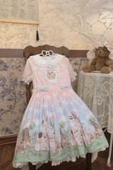 Multi-Color Neverland Manor Spring Bear Print Ruffle Bowknot Sweet Lolita Dress - Product - 6