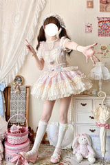 [Grape Crunchies] Sleeveless Multi-Layered Ruffled Bow Lace Sweet Lolita Strap Dress 2 Colors - Product - 11
