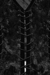 Black V Collar Sleeveless Lace-Up Buckle Straps Men's Gothic Vest - Product - 8