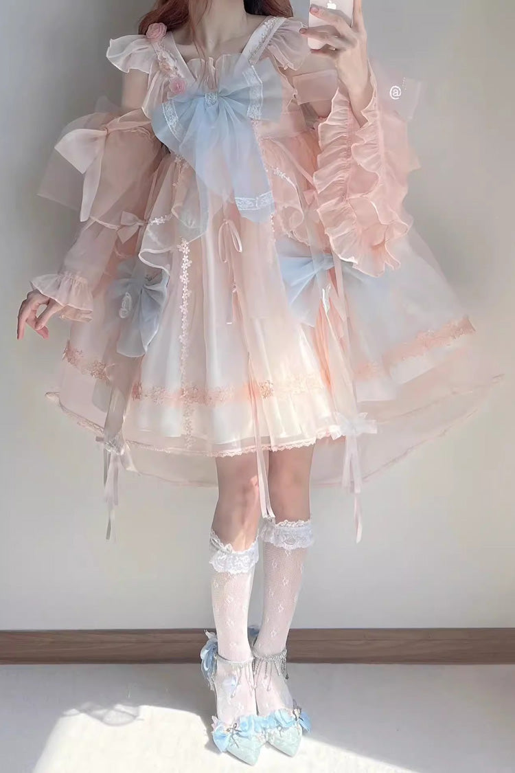 Blue/Pink Bowknot Sweet Chinese Style Princess Lolita Jsk Dress - Product - 4