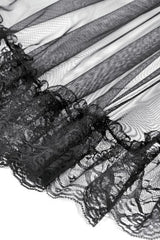 Black Sleeveless Ruffled Lace Spliced Mesh Women's Gothic Cape - Product - 20