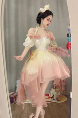Gradient Gorgeous Bowknot Strawberry Princess Hanayome Short Sweet Lolita Jsk Dress 4 Colors - Product - 8