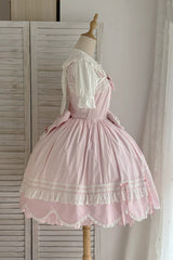 Pink [Petal Bunny] Cotton Sleeveless Ruffled Bow Lace Sweet Elegant Lolita Jsk Dress - Product - 7