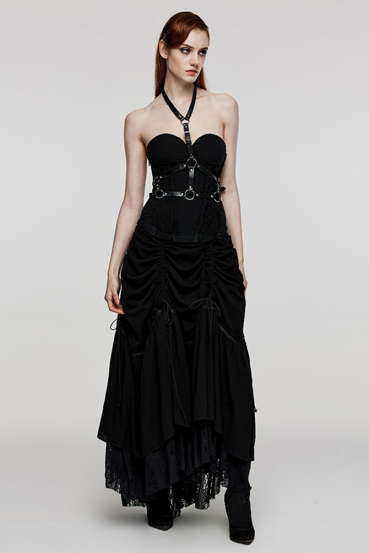 Black Adjustable Cross Metal Ring Buckle Women's Halter Steampunk Body Harness - Product - 4
