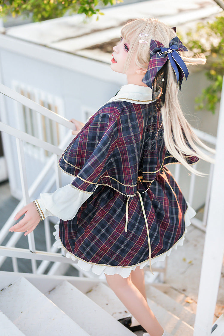 Little Idol Multi-Color Plaid Print Ruffle Sweet Lolita Skirt - Product - 7