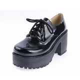 Black Round Toe Army Style Platform Classic Lolita Shoes - Product - 6