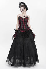 Red Sleeveless Beaded Lace Lace-Up Women's Gothic Overbust Corset - Product - 9