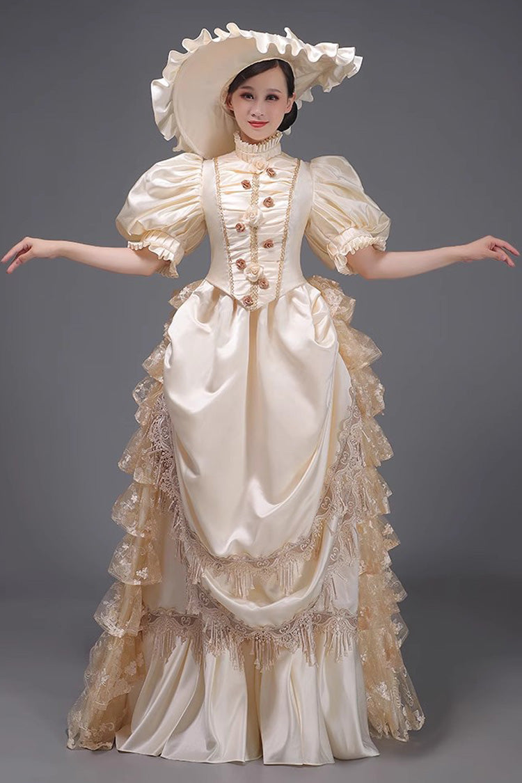 European Style Long Sleeves Multi-layer Ruffle Classic Elegant Princess Victorian Dress 3 Colors - Product - 2