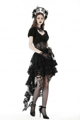 Black Multi-Layered Ruffled Lace Irregular Women's Gothic Swallow Tail Skirt - Product - 11