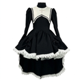 Black Gothic Ruffled Lolita Dress with Cross and Lace Trim