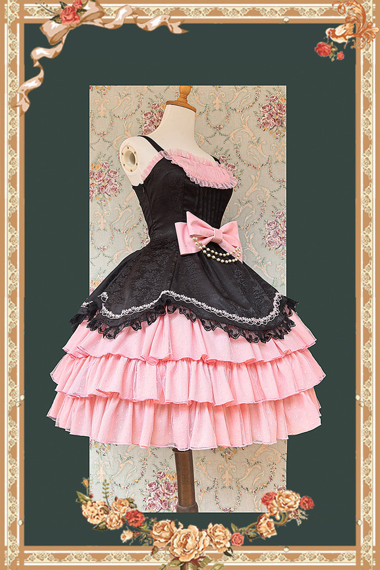 [Pearl Box] Sleeveless Triple-Layered Bowknot Lace Slim Pearl Sweet Elegant Lolita Jsk Dress 3 Colors - Product - 10