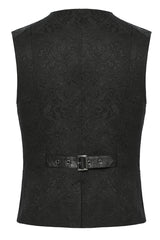 Black Sleeveless Buckle-up Loops Zip Men's Gothic Vest - Product - 8