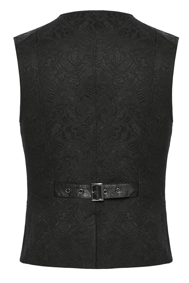 Black Sleeveless Buckle-up Loops Zip Men's Gothic Vest - Product - 8