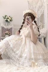 Ivory Ruffle Hanayome Bowknot Lace Sweet Princess Lolita Dress - Product - 2