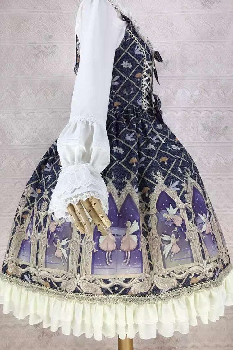 Dream Elf Print Ruffle Bowknot Sweet Lolita Jsk Dress 6 Colors - Product - 10