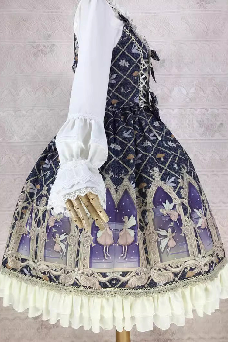 Dream Elf Print Ruffle Bowknot Sweet Lolita Jsk Dress 6 Colors - Product - 10