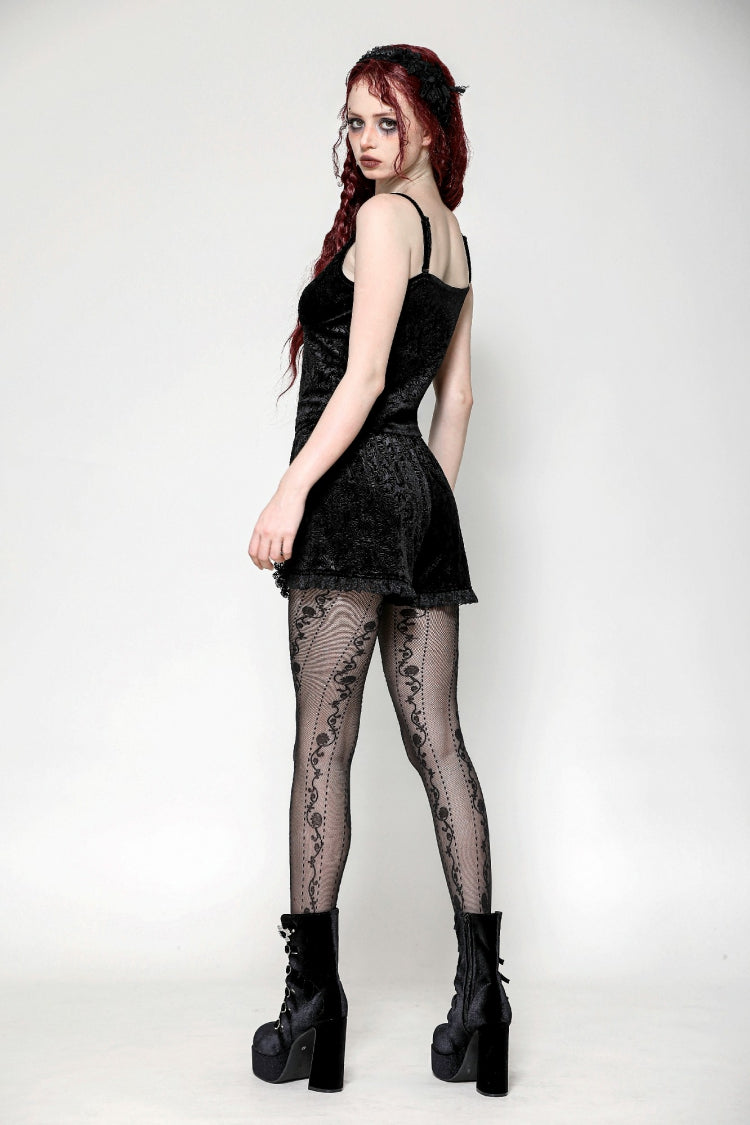 Black Women's Gothic Embossed Velvet Corset Camisole - Product - 10