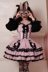 Black/Purple Dance Music Long Sleeves Multi-layer Ruffle Bowknot Sweet Princess Lolita Dress - Black/Purple - 1