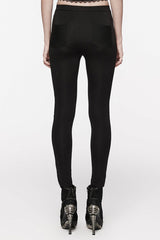 Black Floral Print Hollow Stitching Lace Slim Women's Gothic Leggings - Product - 3