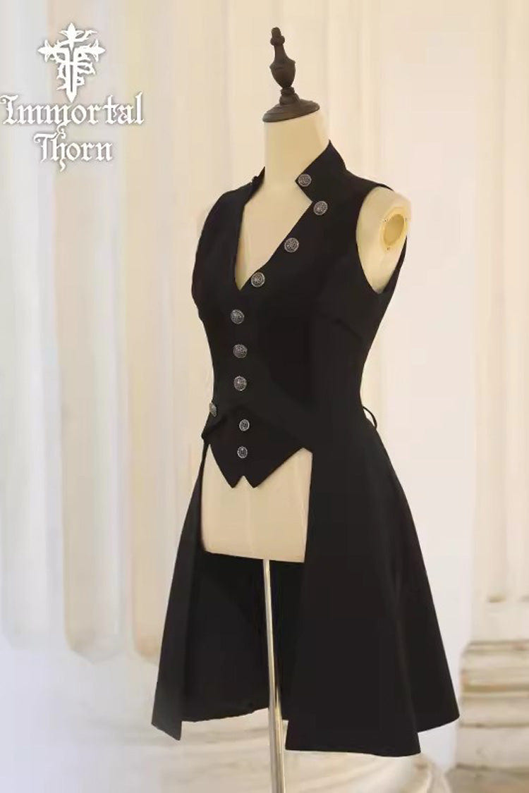 Black The Eternal Poem of True Night Sleeveless Vintage Elegant Prince Ouji Lolita Vest Coat - Product - 4