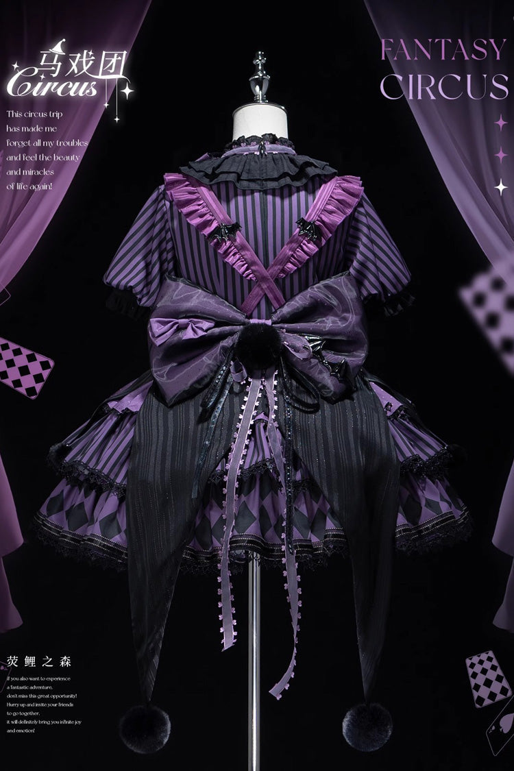 Purple Fantasy Circus Triple-Layered Print Ruffle Sweet Princess Lolita Dress - Product - 9