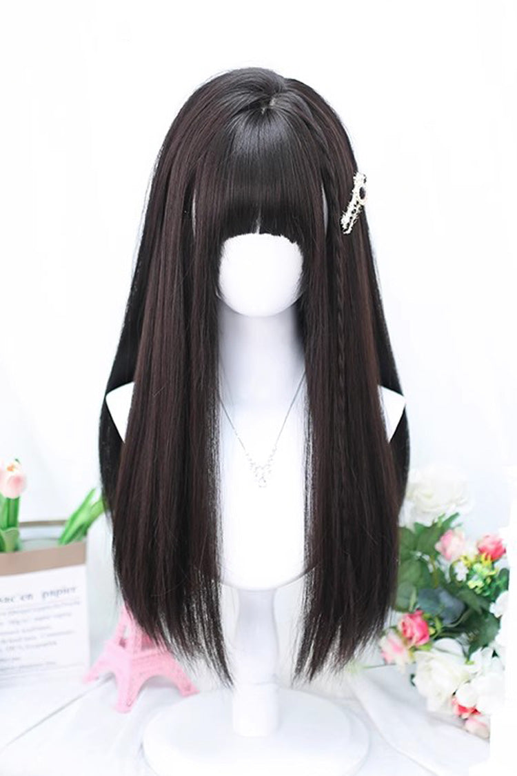 Sweet Lolita Long Straight Wig 3 Colors - Black - 2