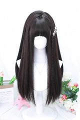 Sweet Lolita Long Straight Wig 3 Colors - Black - 2