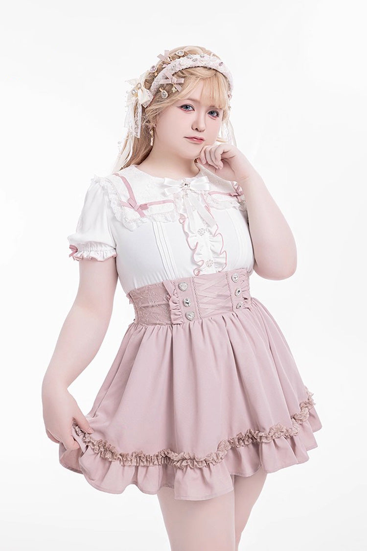 Sweet Ruffle Lace Lace-Up Japanese Jirai Kei Skirt 4 Colors - Product - 7