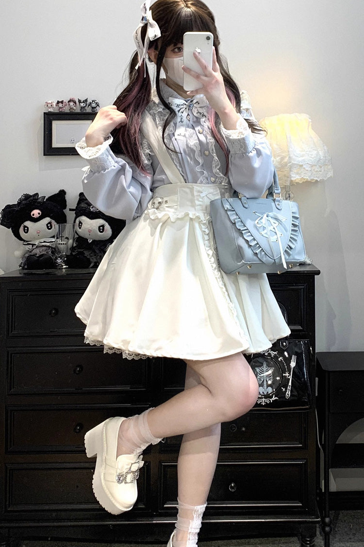 [Dolls Only] Ruffle Bowknot Lace Lace-Up Sweet Jirai Kei Strap Dress 4 Colors - Product - 5