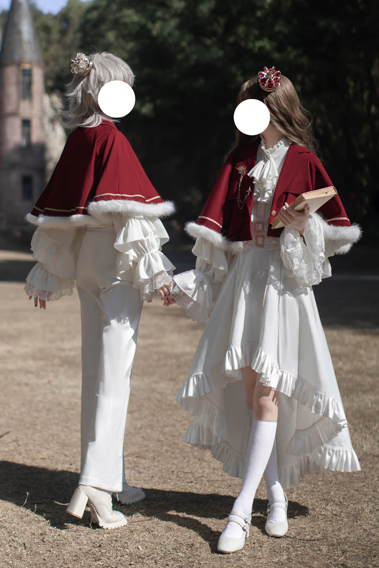 White [Day and Night Song] Long Sleeves Ruffle Ouji Gothic Lolita Skirt Pants - Product - 10