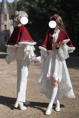 White [Day and Night Song] Long Sleeves Ruffle Ouji Gothic Lolita Skirt Pants - Product - 10