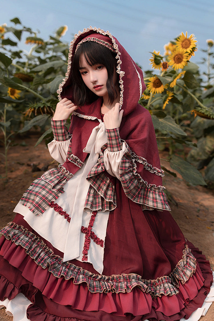 Little Red Riding Hood Long Sleeves Ruffle Sweet Lolita Dress - Product - 5