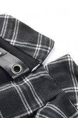 Black/White Irregular Plaid Pleated Women's Punk Hem Skirt - Product - 13