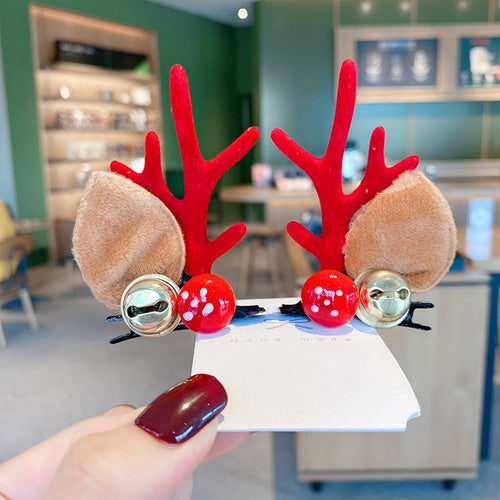 Christmas Headdress Moose Horn Hairpin Head Clips - Red - 4