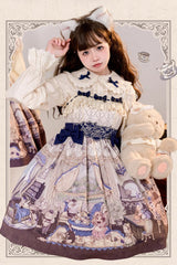 Multi-Color Cat Manor Print Embroidery Bowknot Sweet Lolita JSK Dress - Product - 5