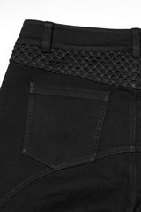 Black Pleated Stitching Mesh Men's Punk Pants - Product - 6