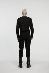 Black Studded Pleated Men's Punk Pants - Product - 2