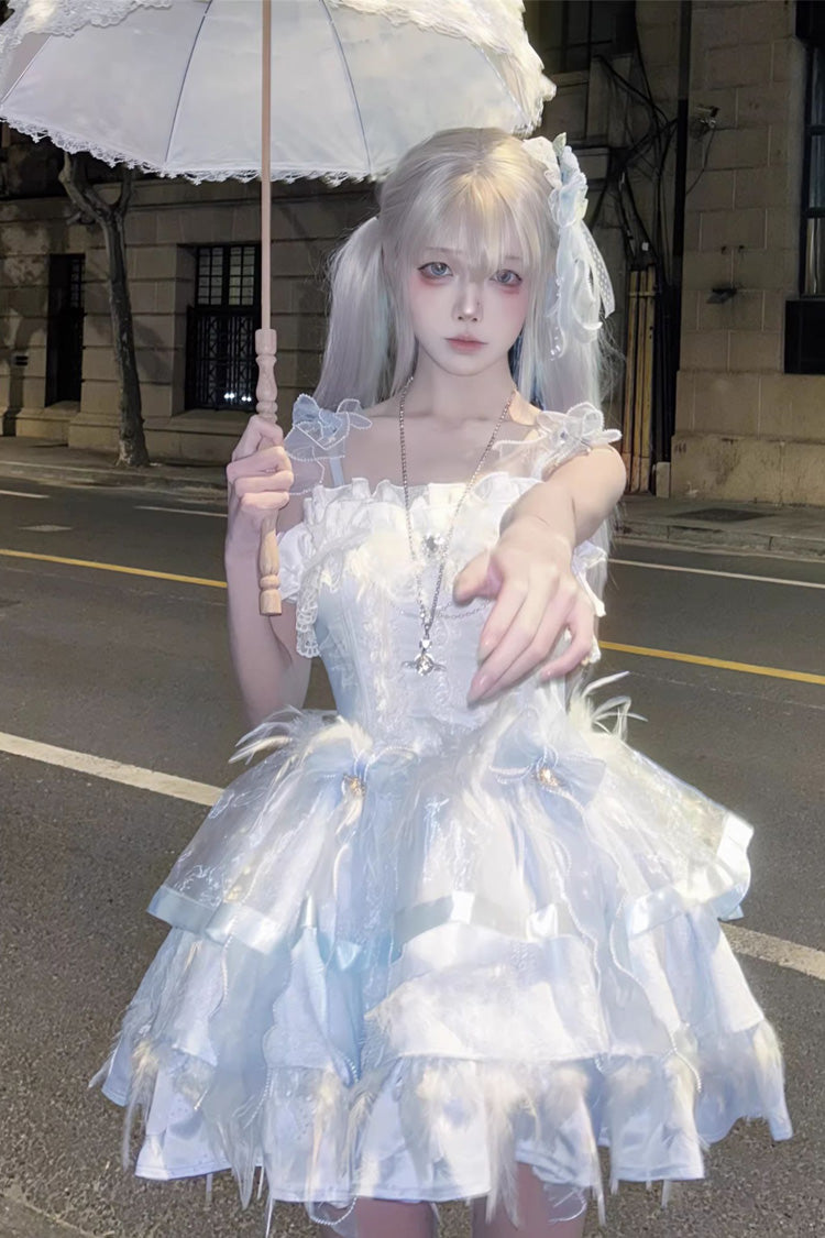 Wings Arrival Multi-layer Ruffle Bowknot Ballet Style Sweet Elegant Lolita Jsk Dress 3 Colors - Product - 25