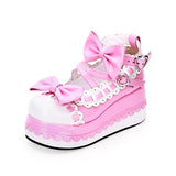 Sweet Bow Round-Toe Princess Lolita Platforms 3 Colors - Pink - 2