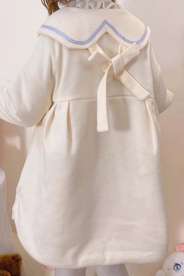 Beige Doll Collar Long Sleeves Bowknot Sweet Lolita Coat - Product - 9