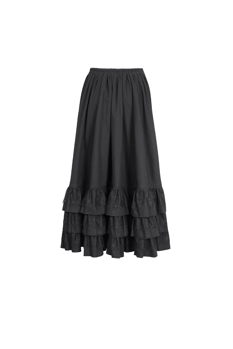 Black Ruffle Matching Belt Womens Gothic Skirt - Product - 8