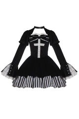 Original Dark Velvet Gothic Lolita OP Dress With Two-Piece Design For Halloween - Product - 6